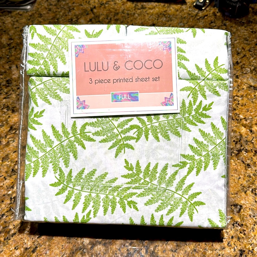 LULU & COCO Fern Pattern - 3 Piece Sheet Set